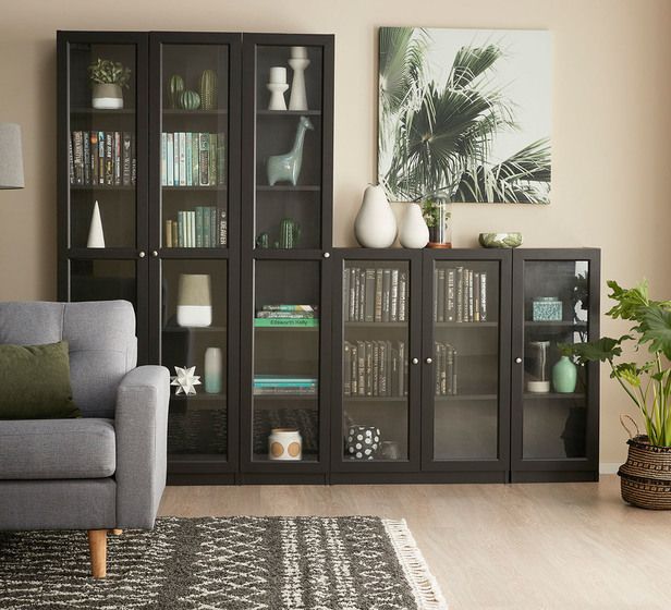 Kobi Large Wide Bookcase With Glass Doors | Bookcases & Bookshelves | Storage | ...