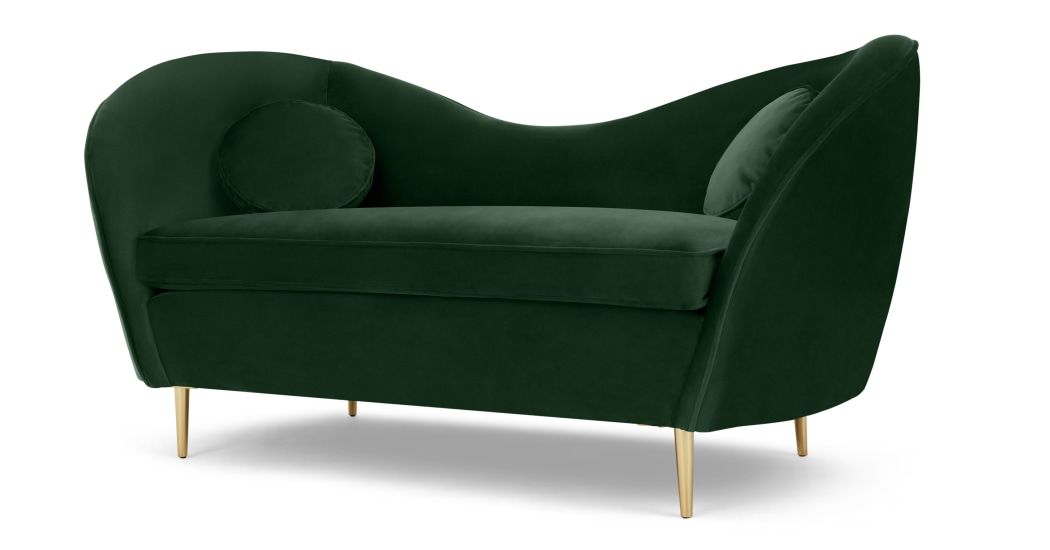 Kooper 2 Seater Sofa, Pine Green Velvet