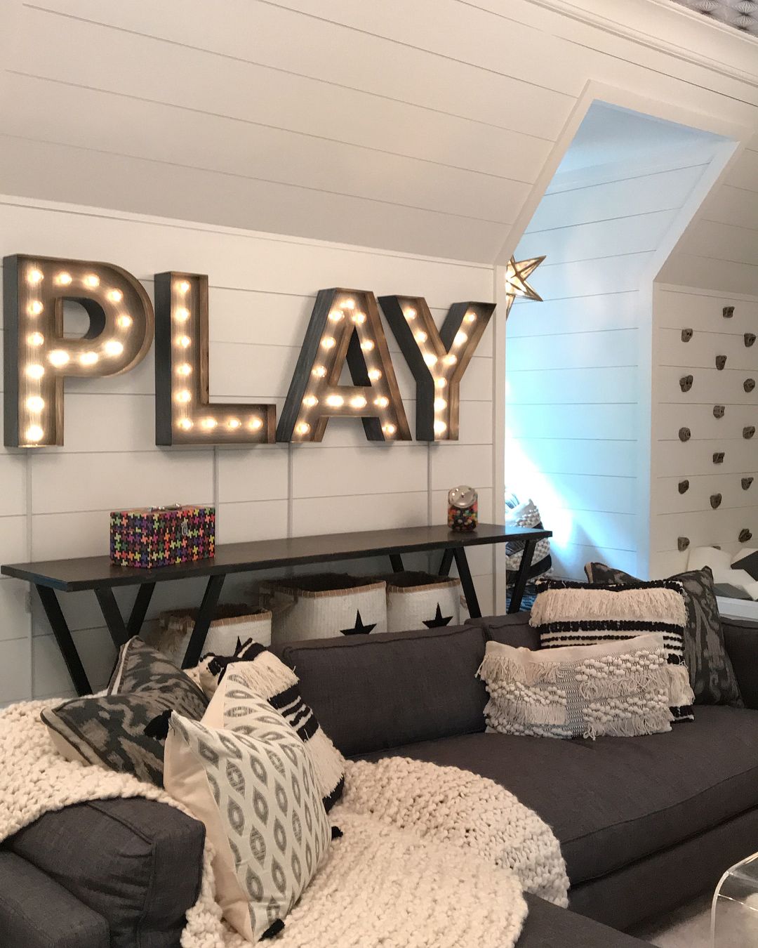 LINEN & FLAX CO. on Instagram: “Take a look at our recent project...Playroom Dreams! Every inch of this space is filled with form, function and whimsy! The black and white…”