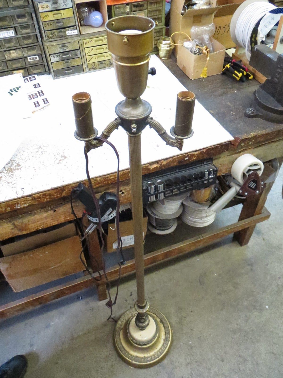 Lamp Parts and Repair | Lamp Doctor: Broken Antique Brass Floor Lamp with Cluste…