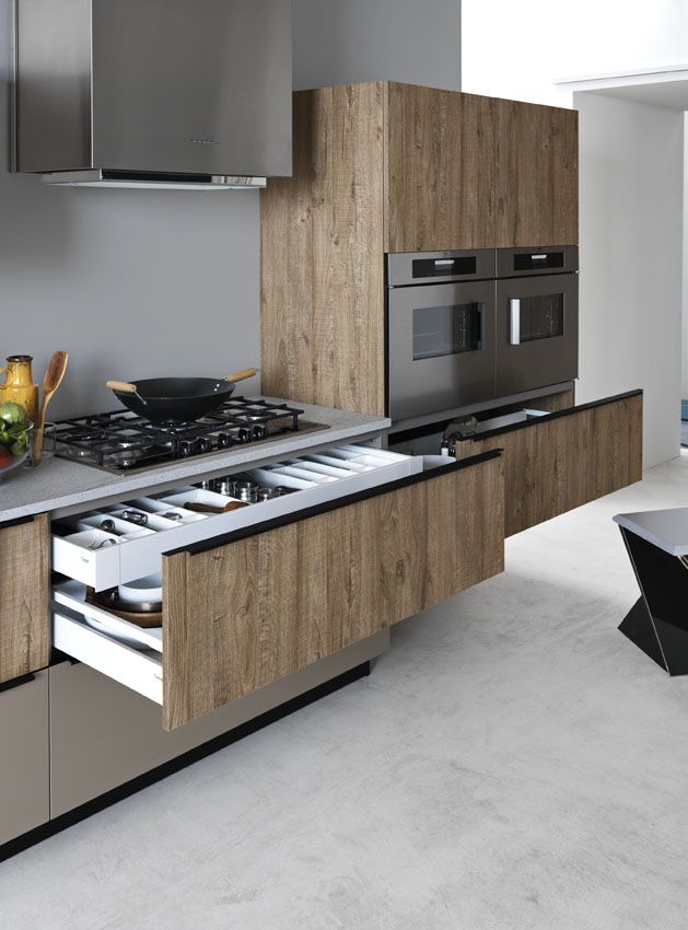 Linear fitted kitchen ARIEL – COMPOSITION 3 By Cesar design Gian Vittorio Plazzogna