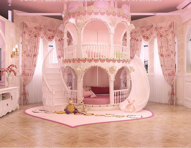 Lit princesse pour enfants avec lit chambre à coucher, jolie lit de château rose …