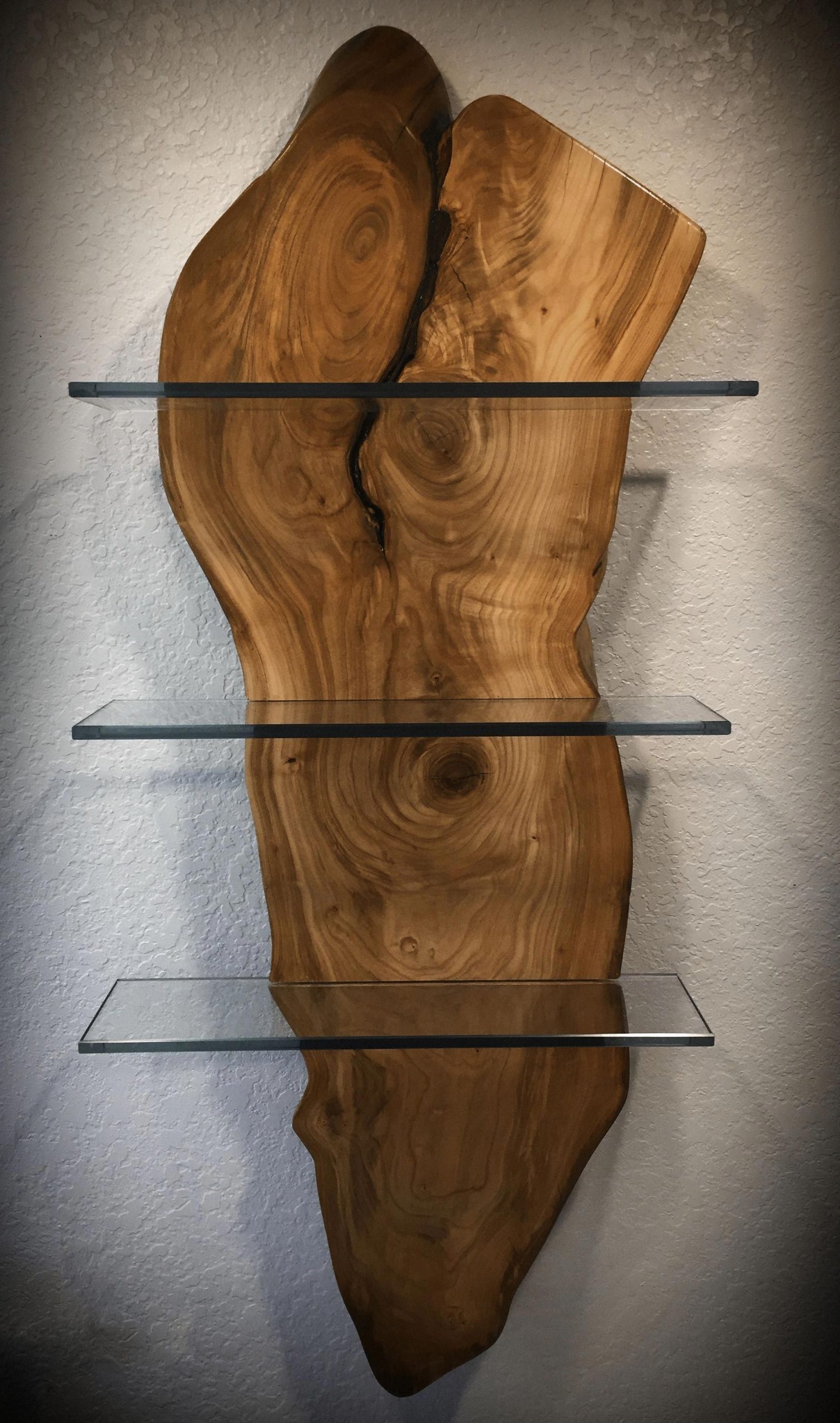 Live Edge Wood With Glass Shelves | Wood Monkey Studio