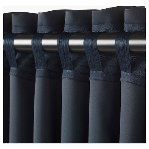 MAJGULL Blackout curtains, 1 pair - dark blue - IKEA