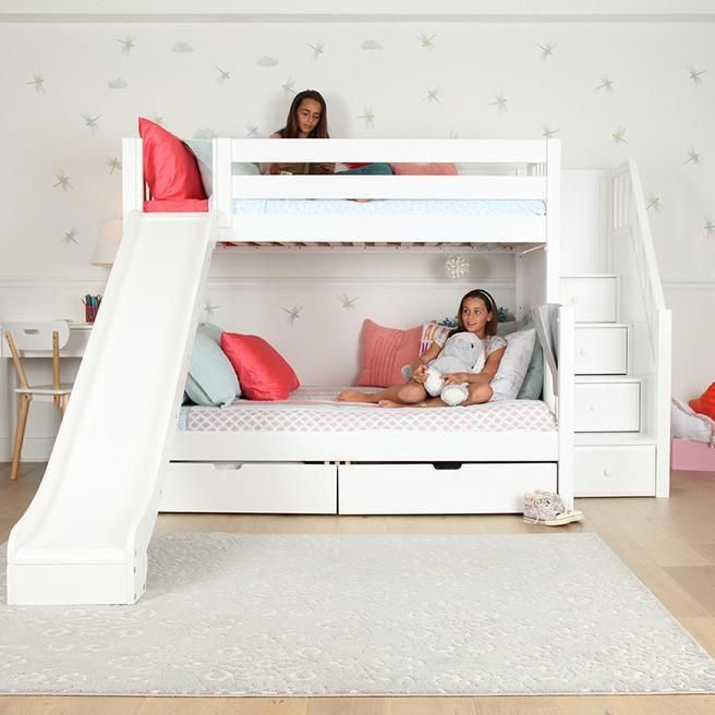 Medium Twin over Full Bunk Bed with Stairs + Slide