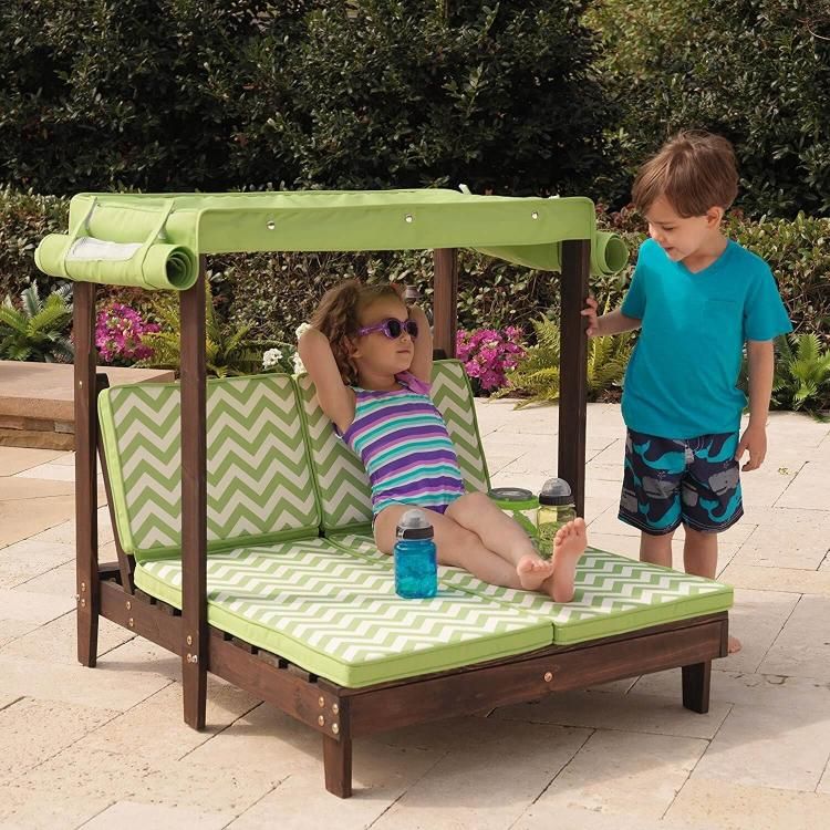 Mini Kids Outdoor patio furniture – Tiny kids pool furniture – Kids canopy doubl…