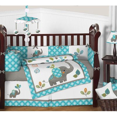 Mod Elephant 9 Piece Crib Bedding Set