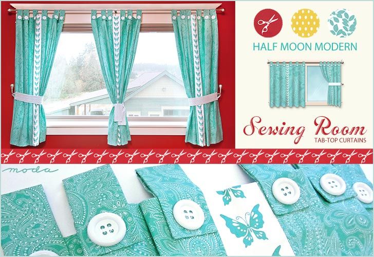 Moda's Half Moon Modern Sewing Room: Tab-Top Butterfly Curtains