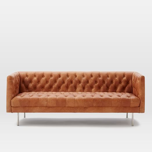 Modern Chesterfield Leather Sofa (79″) - pickndecor.com/furniture