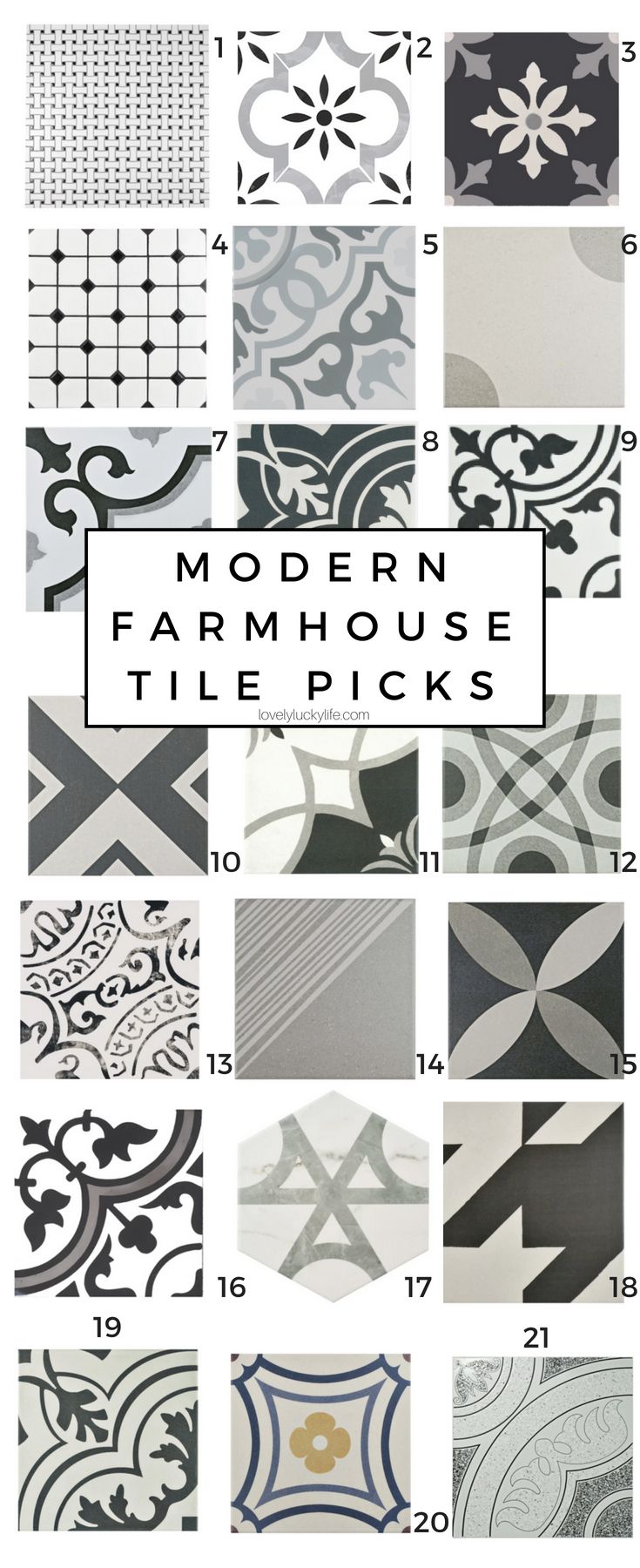 Modern Farmhouse Patterned Tile Picks - Tile for Our Laundry Room