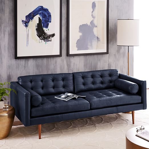 Monroe Mid-Century Leather Sofa (80″)