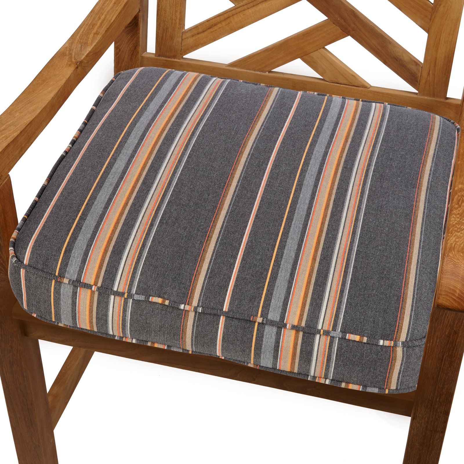 Mozaic Company 22.5 x 22.5 in. Sunbrella Striped Outdoor Square Deep Seat Patio Chair Cushion Berenson Tuxedo Stripe