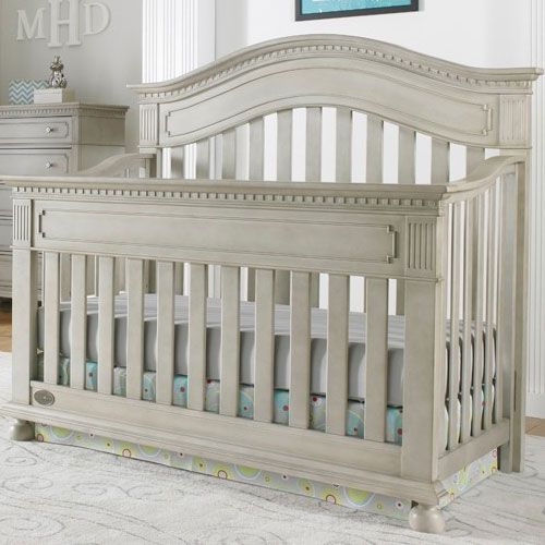 Naples Arched Convertible Crib Grey Satin and  Heirloom Quality Baby Child Furniture Decor Affordable Prices. in Posh Outlet
