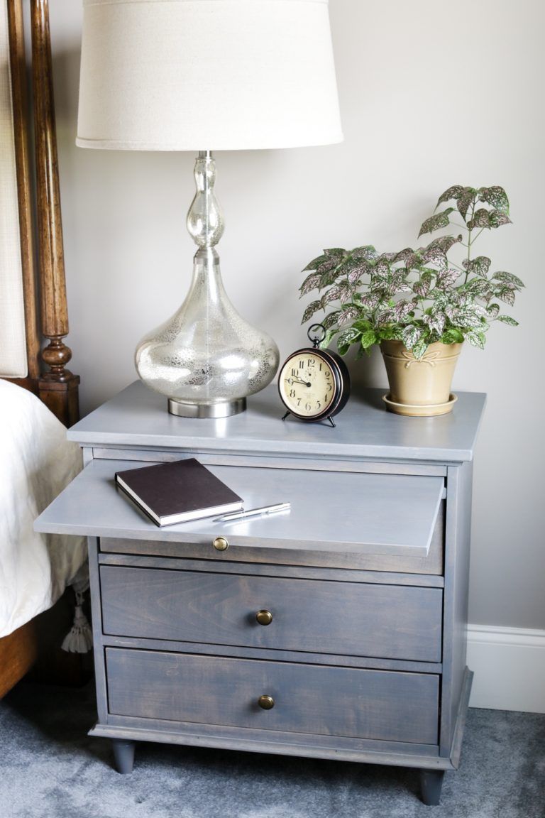 Nightstand w Charging Station & Pullout Writing Tray-DIY Nightstand Plans