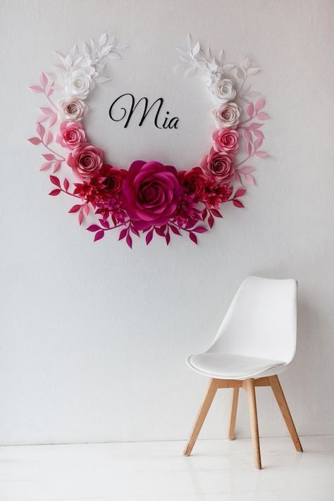 Ombre Paper Flowers – Ombre Paper Flowers Wall Decor – Ombre Nursery Wall Decor (code:#155)