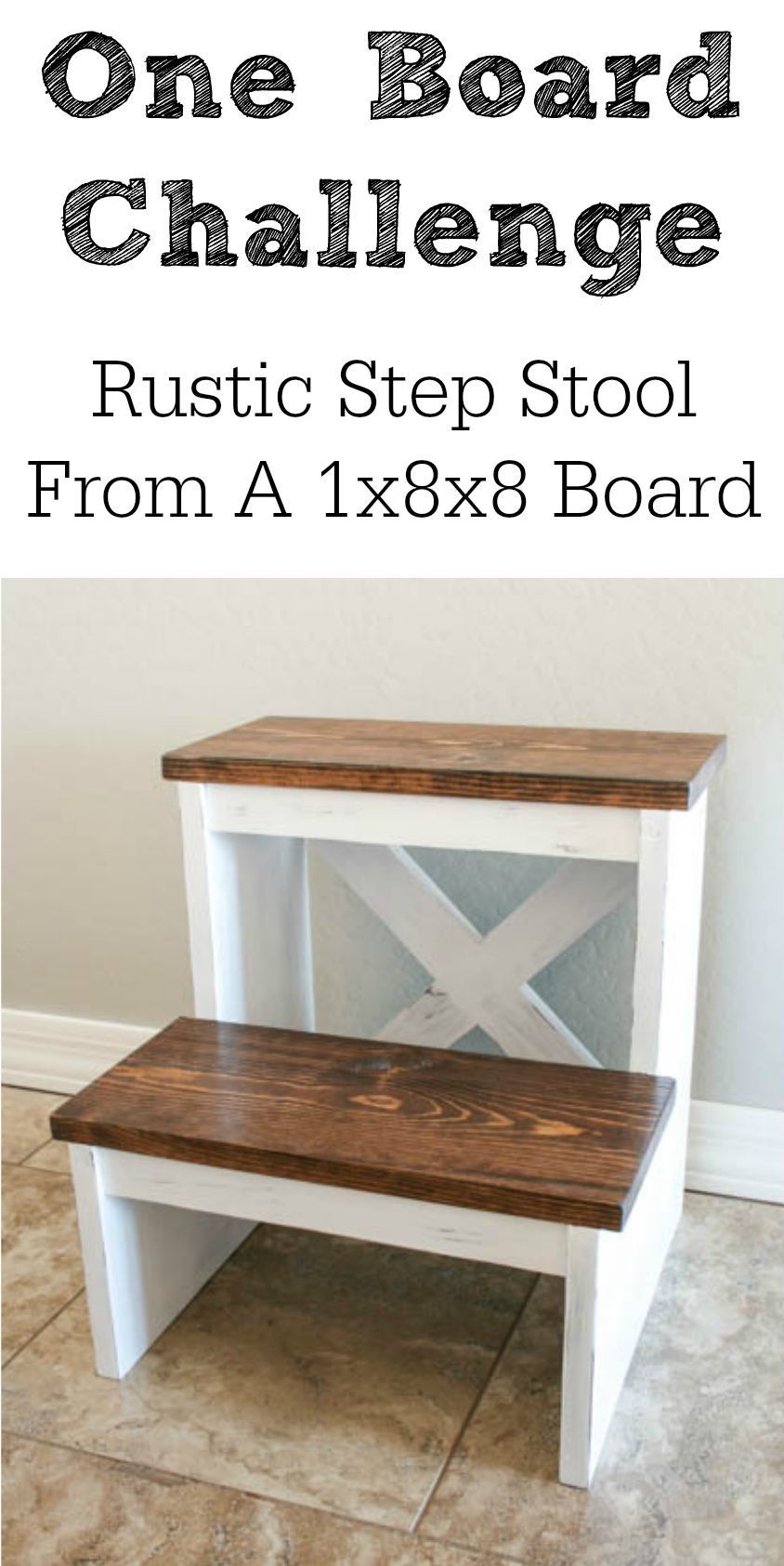 One Board Challenge – Rustic X Back Step Stool