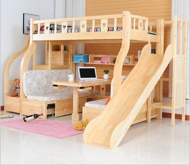Online Shop Children Beds multi-function environmental children bunk bed wooden beds with study desk drawer slides Children bed | Aliexpress Mobile – 11.11_Double 11_Singles’ Day
