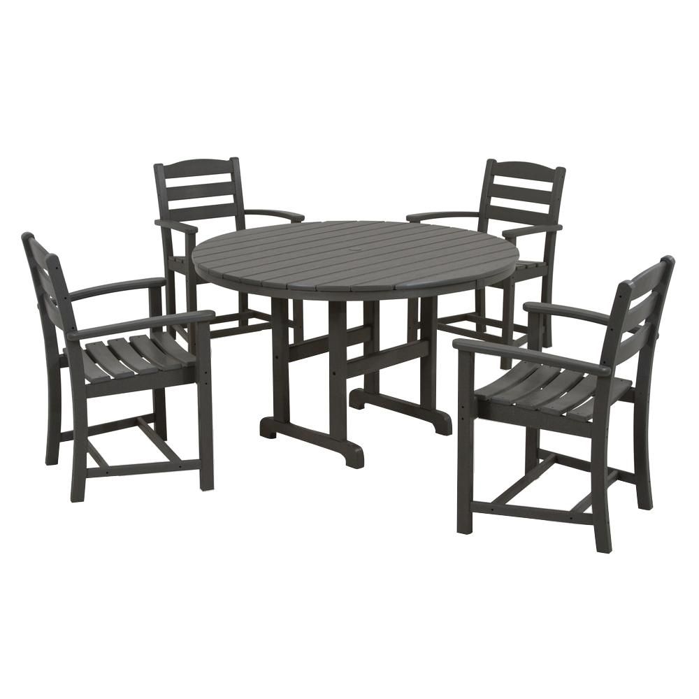 POLYWOOD La Casa Cafe 5-Piece Slate Grey Plastic Outdoor Patio Dining Set-PWS100-1-GY - The Home Depot