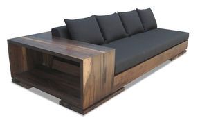 Patone Custom Modern Sofa in Rosewood with Shelving from Costantini