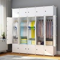 Portable Closet Clothes Wardrobe Bedroom Armoire Storage Organizer with Doors | Wish