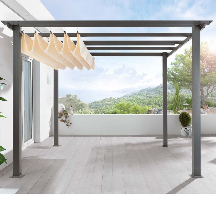 Retractable Awning. Great idea for in front. Shade when your sitting out, but wo...