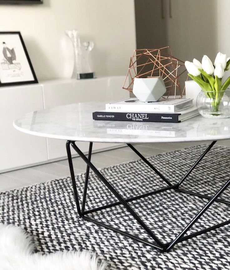 Robin Marble Coffee Table With Black Base - Coffee Table - Ideas of Coffee Table...