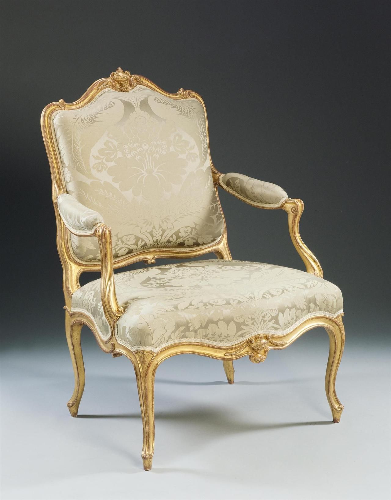 *Rococo Revisited - Giltwood Louis XV fauteuil (armchair) with...