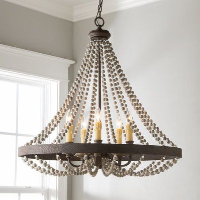 Rustic French Country Beaded Ceiling Light – Convertible