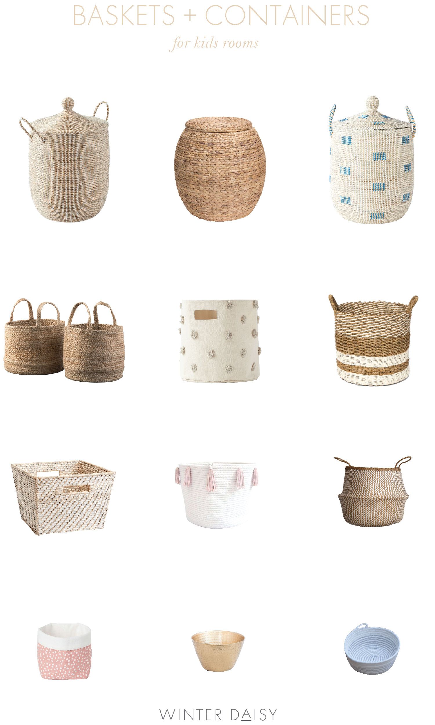 STORAGE BASKETS + CONTAINERS FOR KIDS SPACES — WINTER DAISY interiors for children