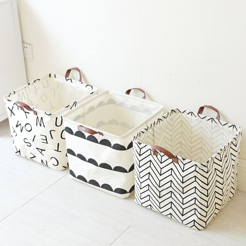 Simple Style Waterproof Linen Portable Storage Baskets Home Clothes Toy Bathroom...