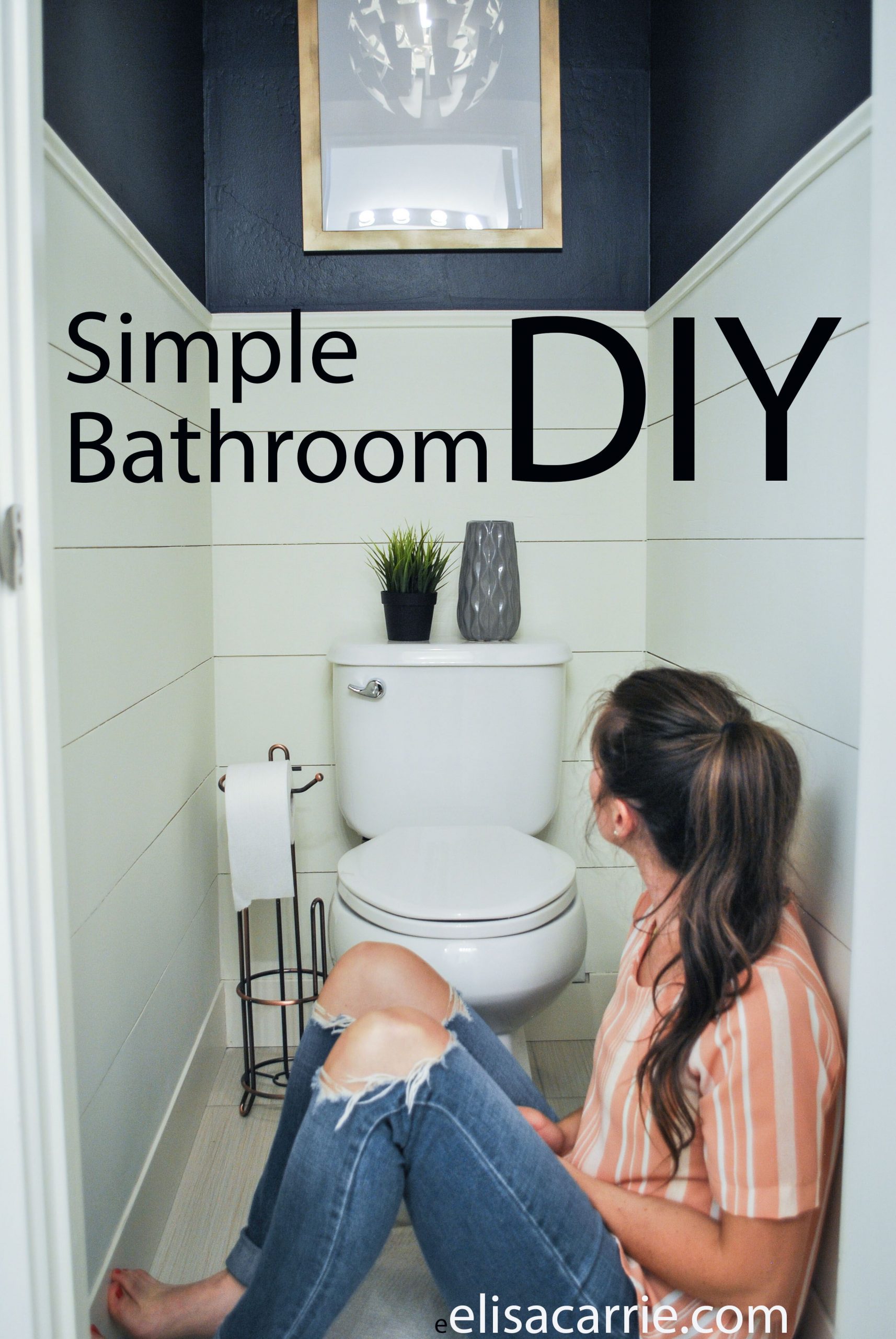 Simple water closet makeover that can be done in a weekend! Love the shiplap and...