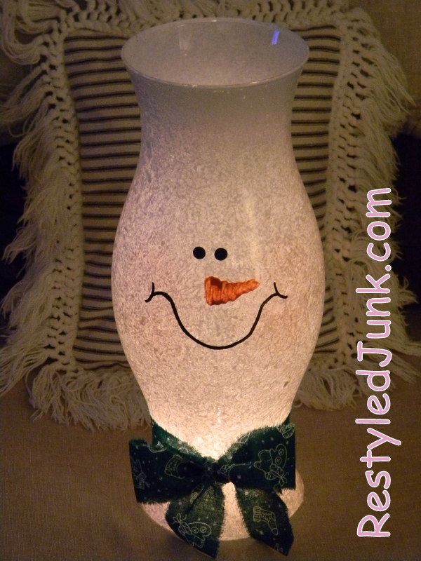 Snowman Hurricane Shade - One of the Christmas Craft Ideas - Restyled Junk
