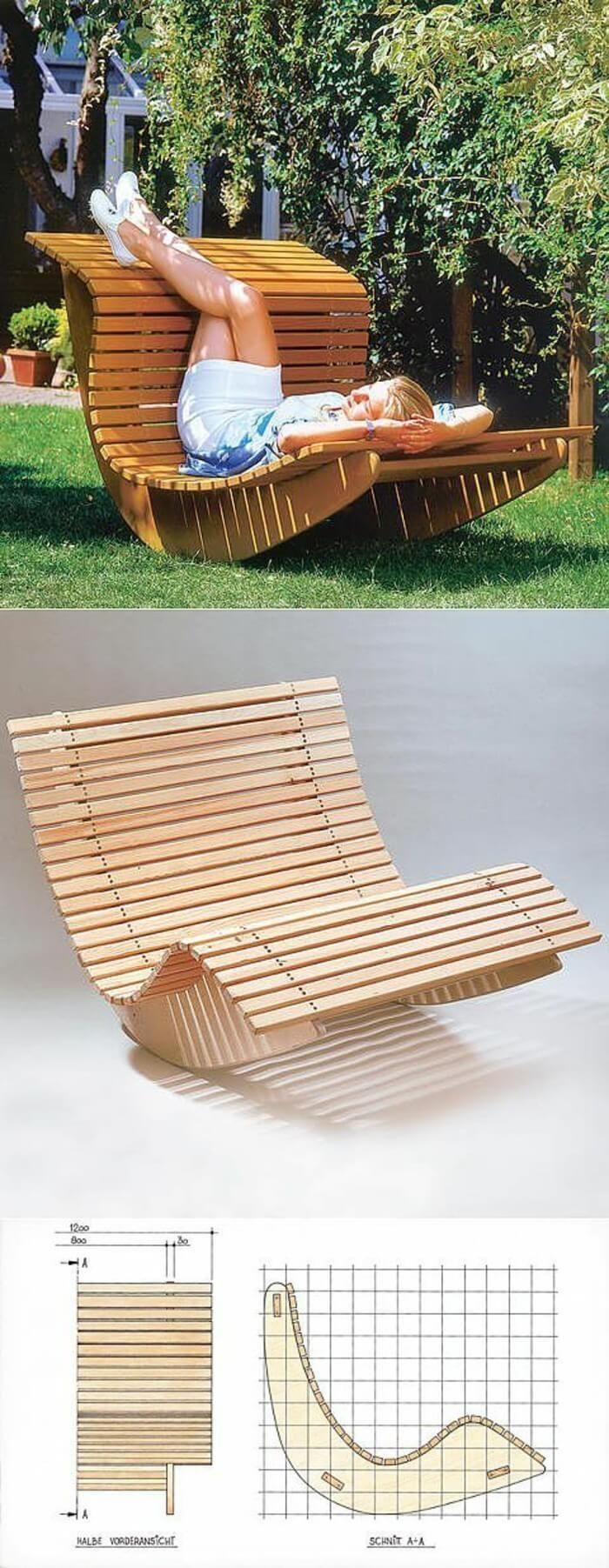 Summer Waves Wooden Chaise Recliner