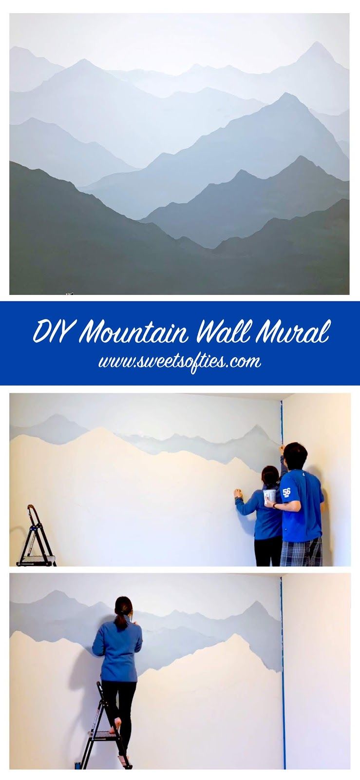 Sweet Softies | Amigurumi and Crochet: How to Paint a Mountain Mural on your Bedroom or Nursery Wall | DIY Timelapse + Speed Painting