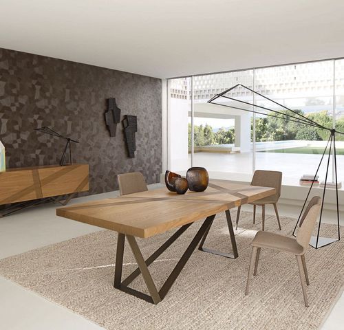 TRACK by Luigi Gorgoni - Contemporary dining table / oak / mdf / steel by ROCHE BOBOIS | ArchiExpo