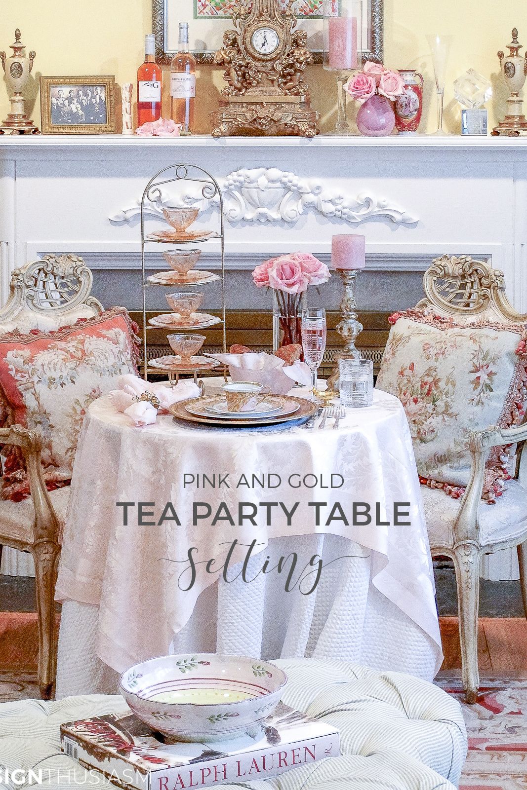 Tea Party Table Setting: Pink and Gold Versace Plates