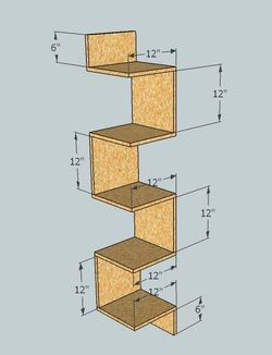This is a design for a corner shelf made of plywood.