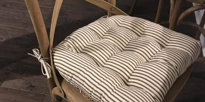 Ticking Stripe Black Dining Chair Pad – Reversible, Latex Foam Fill
