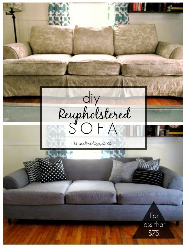 Tutorial: DIY couch reupholster with a canvas drop cloth. Turn an old, worn out ...