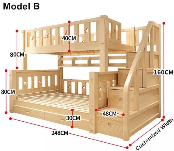 US $719.0 |Louis Fashion Children Bunk Bed  Real Pine Wood with Ladder Stair Drawers Safe and Strong-in Beds from Furniture on AliExpress