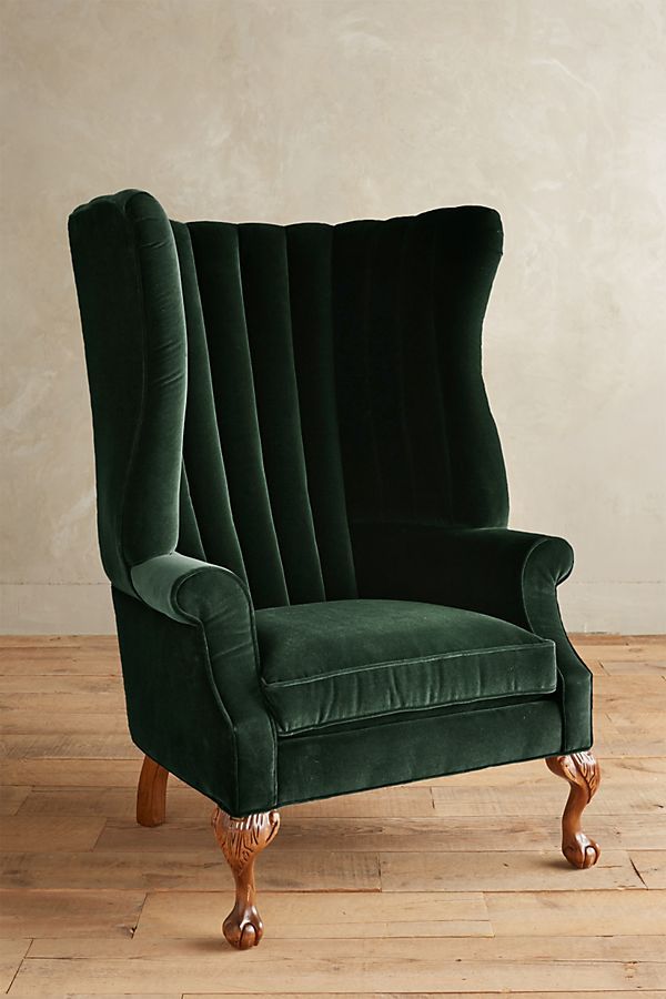 Velvet English Fireside Chair