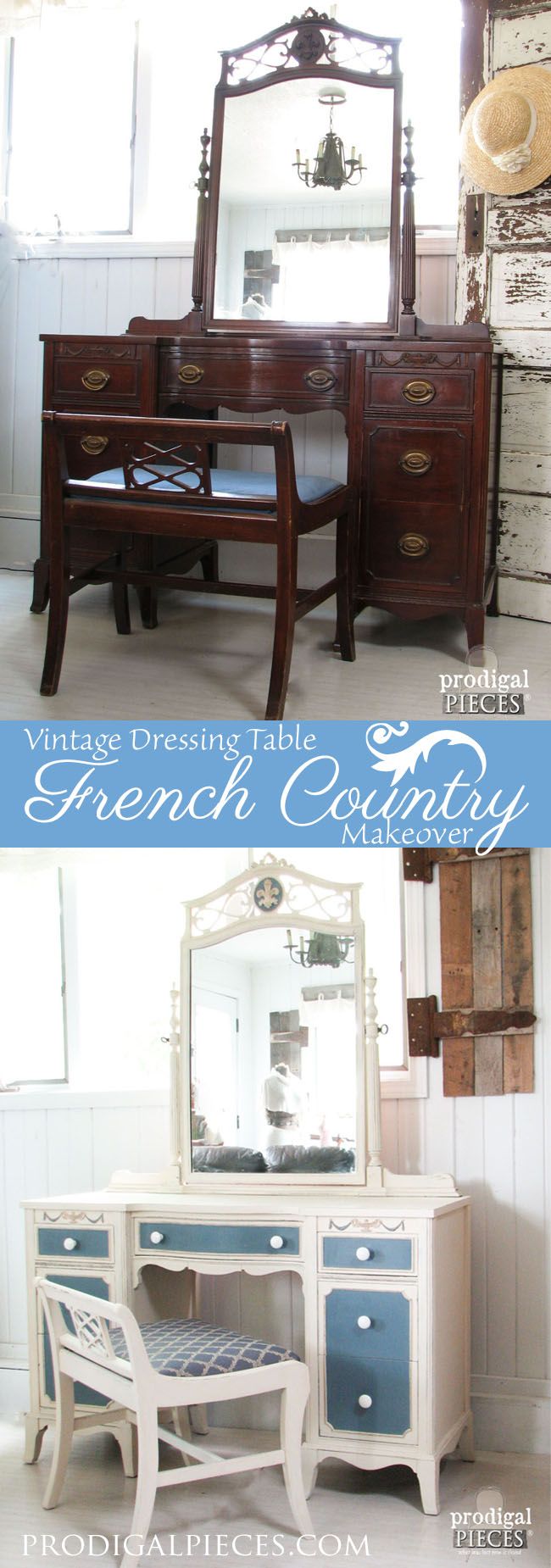 Vintage Dressing Table French Country Makeover - Prodigal Pieces