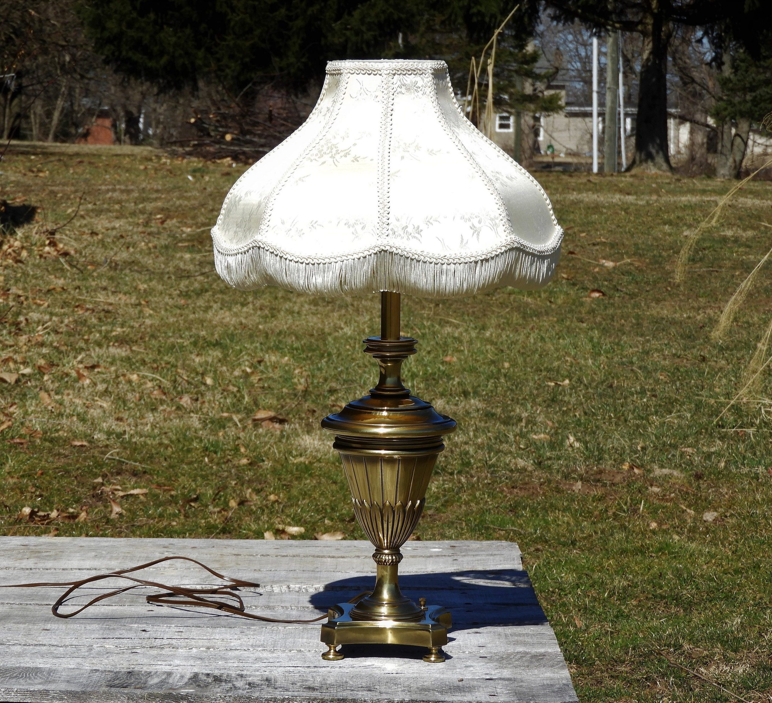 Vintage Stiffel Lamp, Heavy Brass Light, Model 1222 Acanthus, 26.5" Tall Lighting, Accent Table Decor, Desk Office Decoration