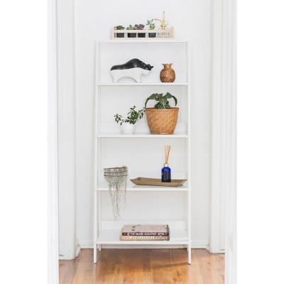 Walker Edison Furniture Company 55 in. Modern Wood Ladder Bookcase - White HDS55LDWH - The Home Depot