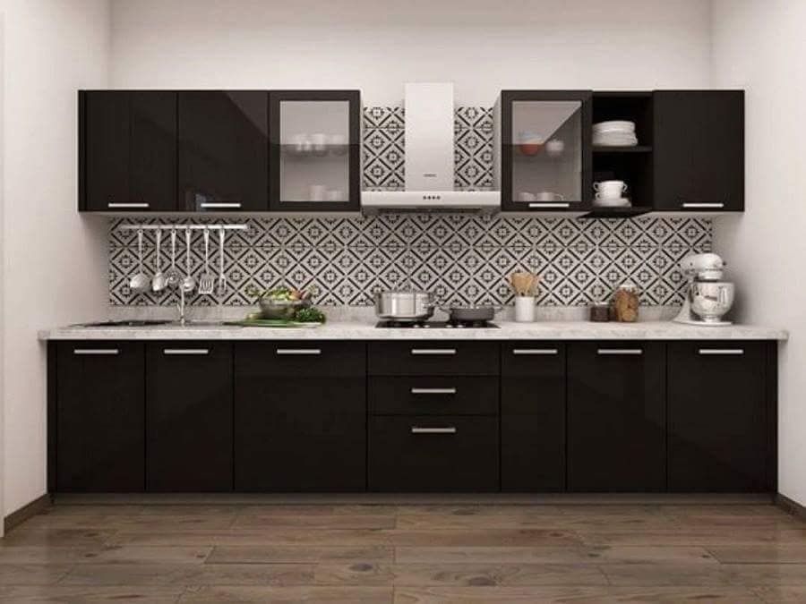 What Sophisticated Color Flooring Go With Black Kitchen Cabinet Design - Decor U...
