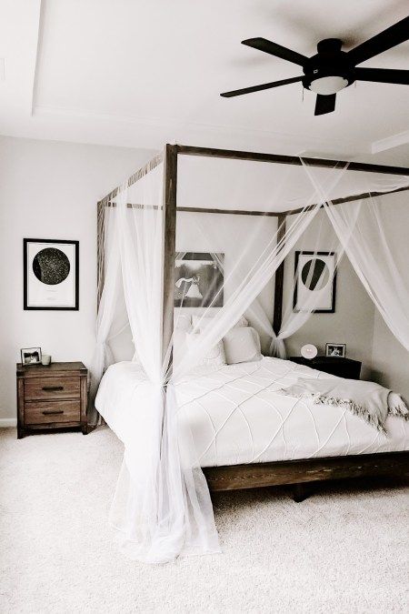 White Bedroom with DIY Canopy Bed