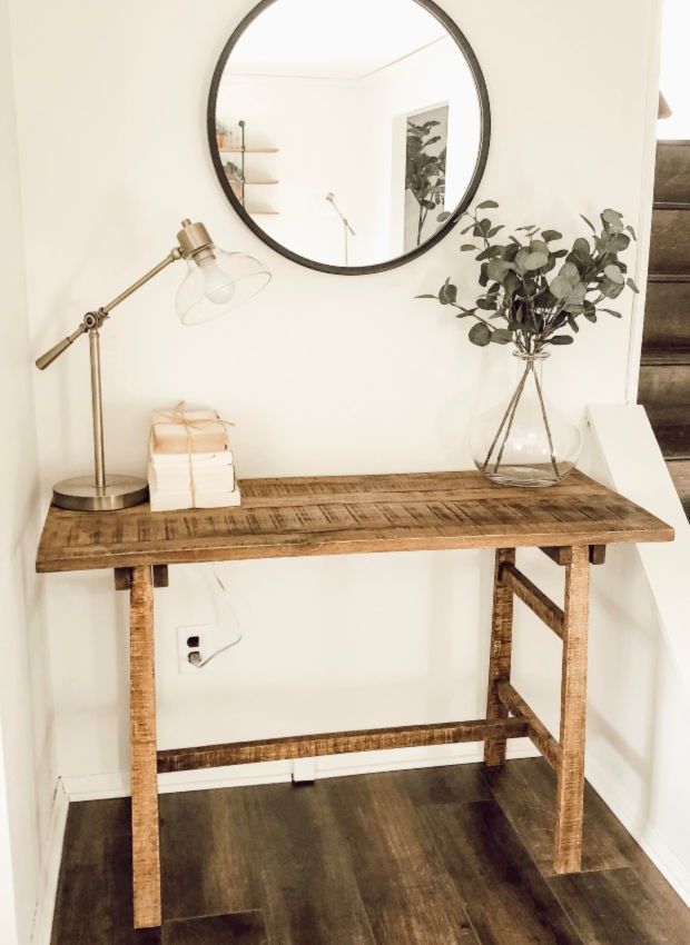 farmhouse style wood desk | rustic wood desk | office ideas | simple wood desk |…