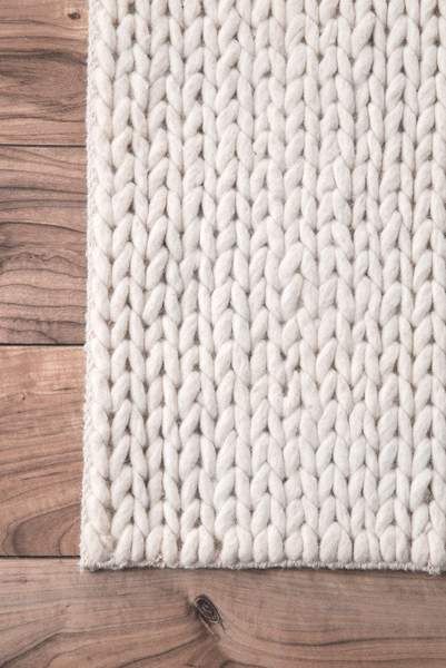 nuLOOM Off White Hand Woven Chunky Woolen Cable CB01 Area Rug