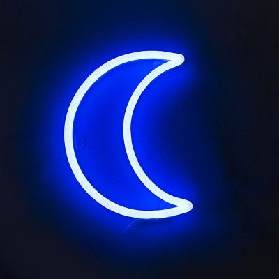 Wall lamp Blue Neon with Remote Control incl. LED - Crescent Moon .