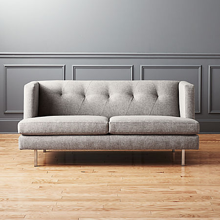 Avec Grey Apartment Sofa with Brushed Stainless Steel Legs + .